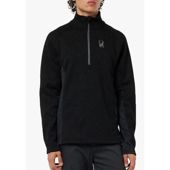 Spyder Mens 1/4 Zip Pullover Jacket Black Sz  L Outdoors Layering Gorpcore - Picture 2 of 9